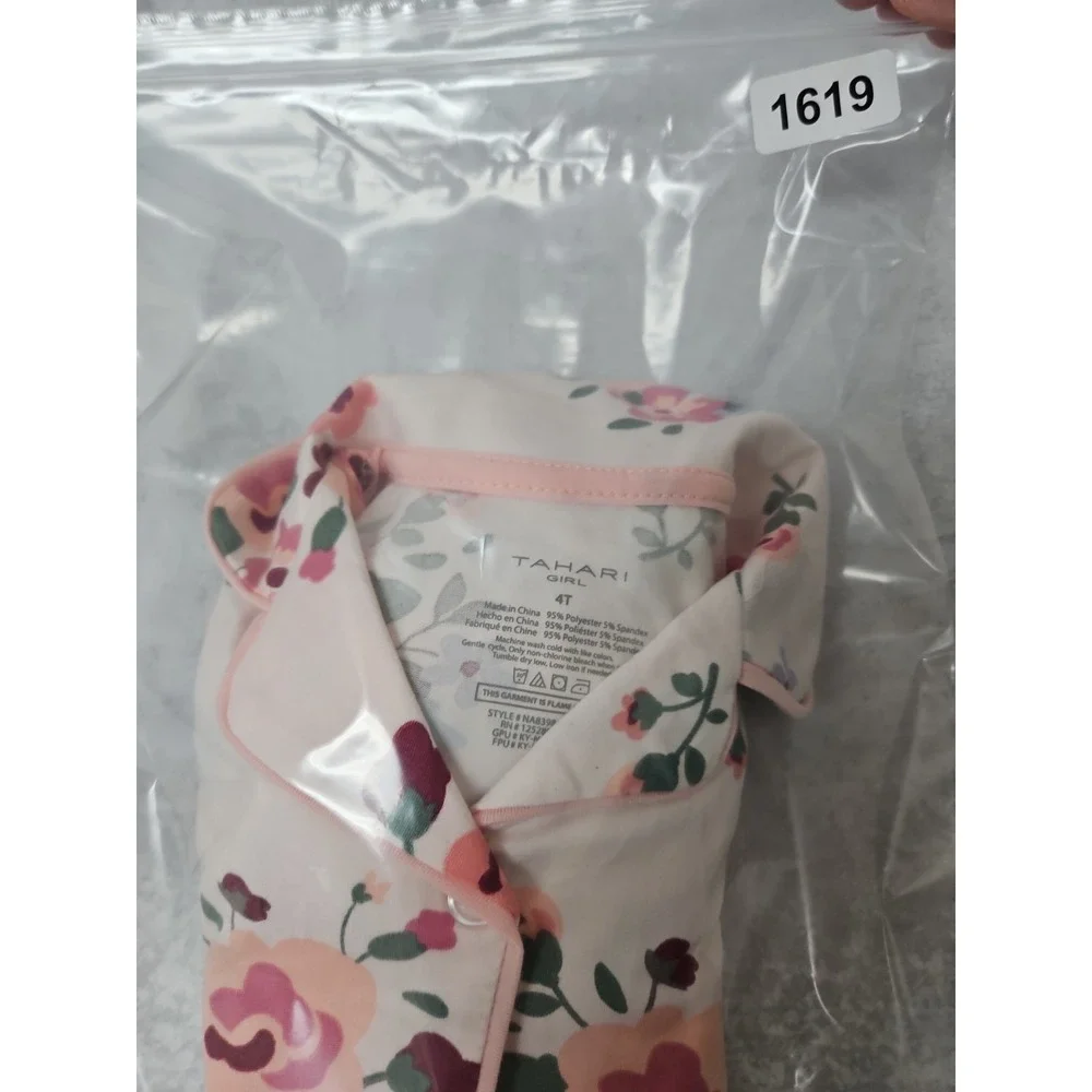 Tahari Floral Pajama Top Long Sleeve Size 4T Girls New with Tags
